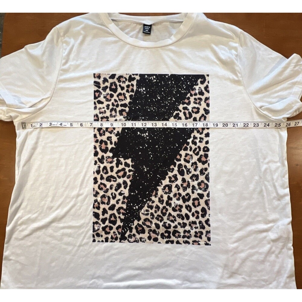 SHEIN T Shirt Womens 4XL Leopard Lightning Bolt Minimalist Edge Retro 90s Punk - Picture 9 of 10